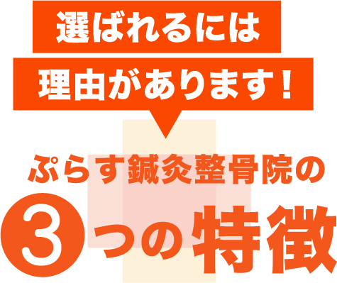 選ばれるには理由があります！ぷらす鍼灸整骨院の3つの特徴